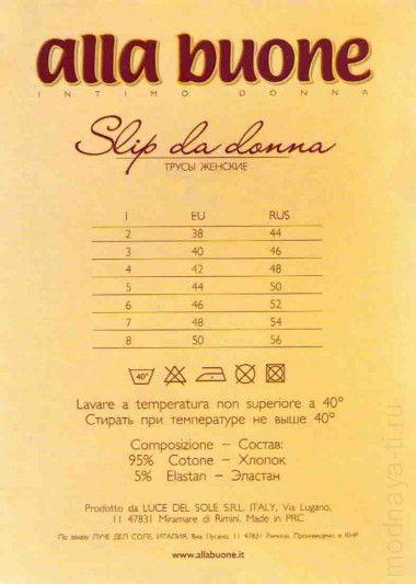 Трусы ALLA BUONE PIZZO 2009 SLIP — Модная Ты