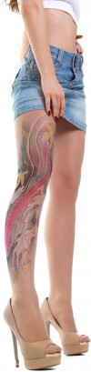 Колготки с тату цветным драконом фото 4 — Модная Ты