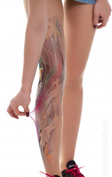 Колготки с тату цветным драконом — Модная Ты