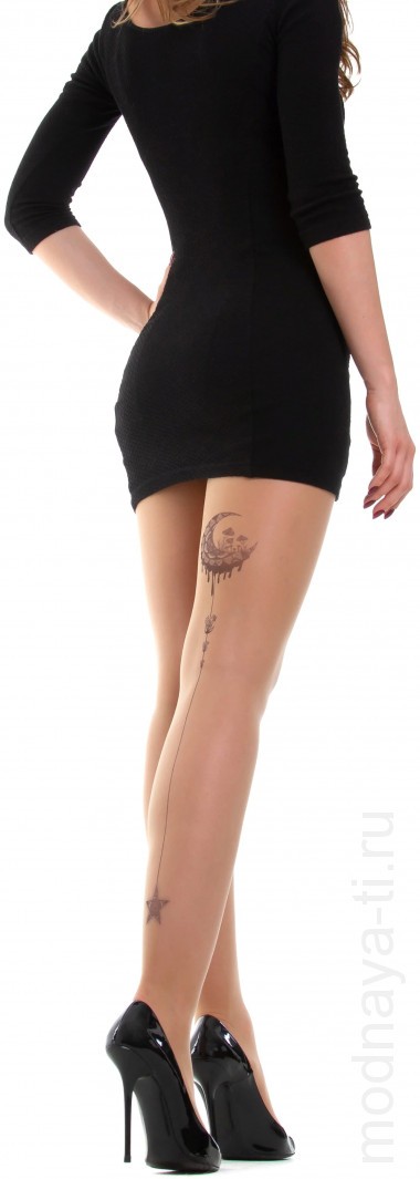 Колготки с тату-изображением луны и звезд — Модная Ты