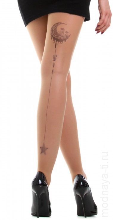 Колготки с тату-изображением луны и звезд — Модная Ты
