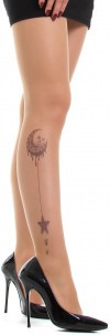 Колготки с тату-изображением полумесяца и звезды на икре фото 2 — Модная Ты