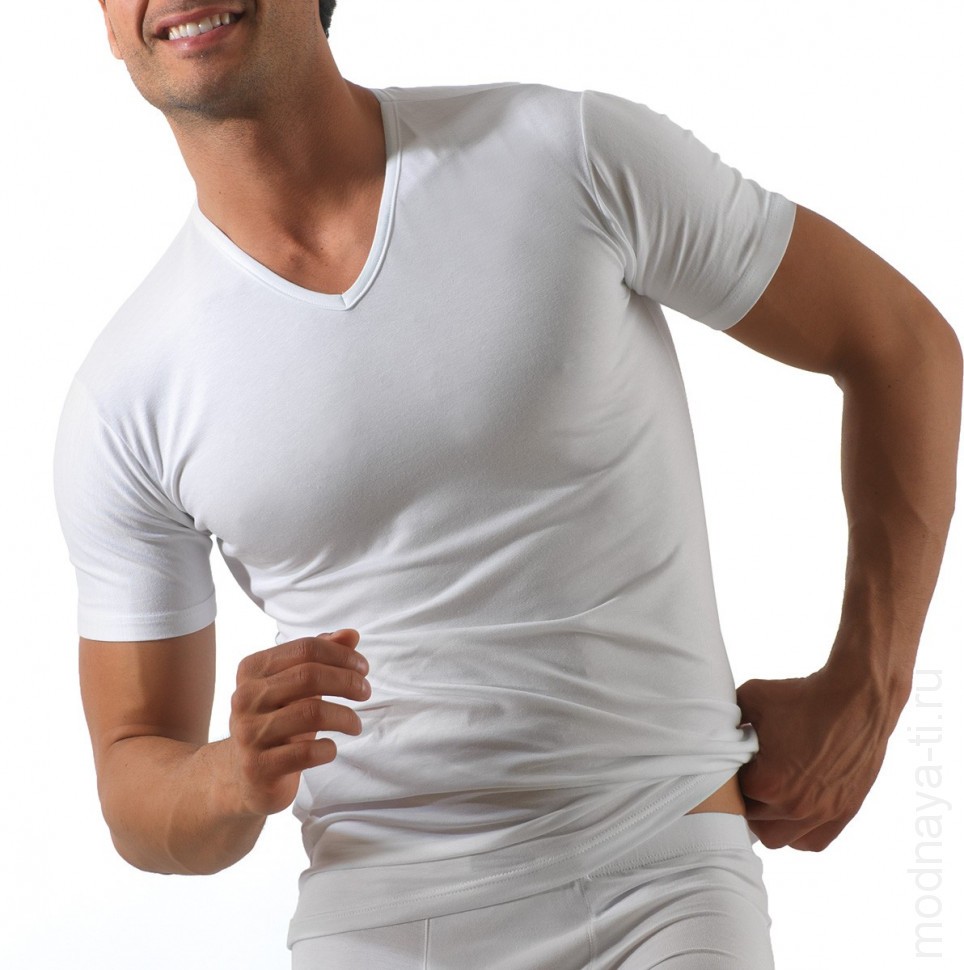 Футболка RossoPorpora MU002 MEZZA MANICA SCOLLO V фото 1 &mdash; Модная Ты